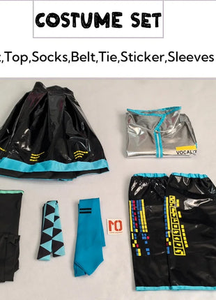 Miku Cosplay Set completo Abito in tessuto di pelle argento Miku Cosplay Copricapo Costume Outfit JK Abito da marinaio Uniforme scolastica Hallow