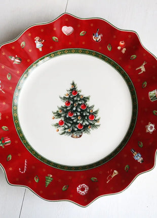 Tesoro tedesco Porcellana dura Giocattolo natalizio Joy Piatto piano multi-angolo Tazza di Natale Piattino Ciotola Candeliere - riparo82