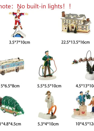 Casa natalizia in resina luminosa Casa per auto di Babbo Natale Decorazione per garage per le vacanze rurali Decorazione per il desktop Statua Regalo di Natale