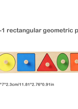 Giocattoli puzzle per bambini Montessori, lavagna per graffiare le mani con forme in legno e colori abbinati, giocattoli cognitivi geometrici per l'educazione precoce - riparo82