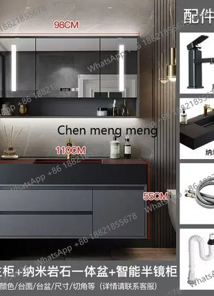 B567 Combinazione di mobili da bagno con cassetto lavabo integrato Rock Vanity Mobiletto da bagno intelligente Lavandino Lavabo Mobili