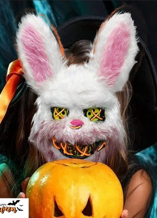 NEW LED  Light Halloween Cosplay Face Mask Party Show Stage Make-up Horror Bloody Rabbit Bear Mask Cartoon Carnival  Head Cover - Riparo82