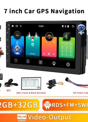 2G+32G 7 Inch Autoradio Carplay 1 Din Android Auto Car Radio GPS for Universal Stereo Multimedia Player Navigation Head Unit RDS