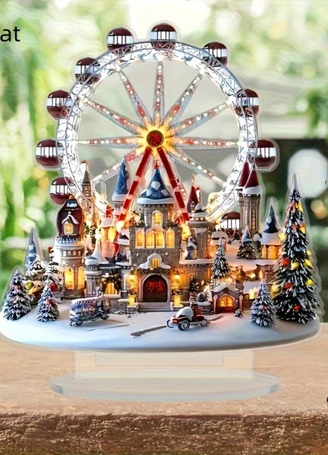 1 pz 2D acrilico colorato albero di Natale ciondolo ruota panoramica di Natale stanza ornamento da tavolo vento artigianale regalo di Natale decorazioni per ufficio