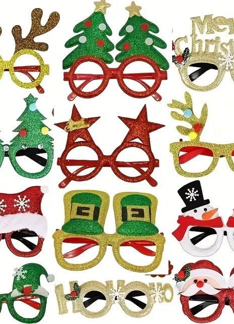 Set di bicchieri natalizi da 12 pezzi, design di cervi e alberi, classico Babbo Natale, foto di occhiali novità per celebrazioni natalizie - riparo82
