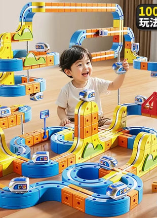 Set di treni magnetici Piste da costruzione versatili trasformabili Giocattoli magnetici Treno Regali per auto ferroviarie non remote fai-da-te per bambini - riparo82