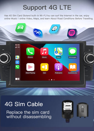 7"Wireless Carplay AutoRadio 2 din Android 14 For Fiat Grande Punto Linea 2009-2015 Multimedia Screen Audio GPS Navigation RDS - Riparo82