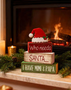 4 pezzi di cappello da Babbo Natale in legno, decorazioni da tavolo, vassoi a più livelli, decorazioni rustiche per il centro del tavolo di Natale con cartelli a blocchi, decorazioni natalizie - riparo82