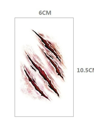 10pcs Halloween Bloody Wound Tattoo Stickers Trick Scary Waterproof Temporary Tattoo DIY Fake Tattoo Halloween Party Decoration - Riparo82