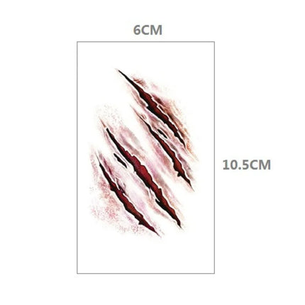 10pcs Halloween Bloody Wound Tattoo Stickers Trick Scary Waterproof Temporary Tattoo DIY Fake Tattoo Halloween Party Decoration