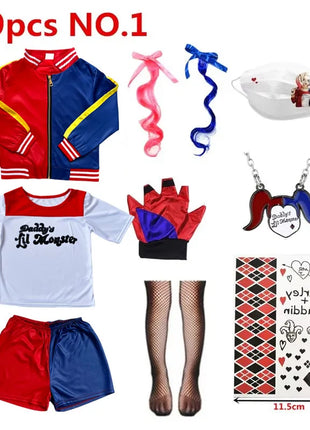 Costume Harley Quinn Carnevale 2026 - Set Completo Bambine con Giacca e Pantaloni