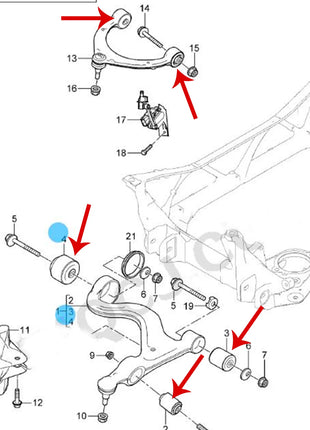 10 pezzi 97034124502 97034124301 97034124101 97034124521 Sospensione idraulica Braccio oscillante in gomma per Porsche Panamera 970 3.6L 4.8L