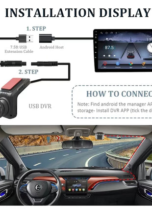 Dash Cam Car USB ADAS DVR HD1080P Special for Android Multimedia Player Dual-lens Front Rear 170 Degree Recorder Reverse Vision - Riparo82
