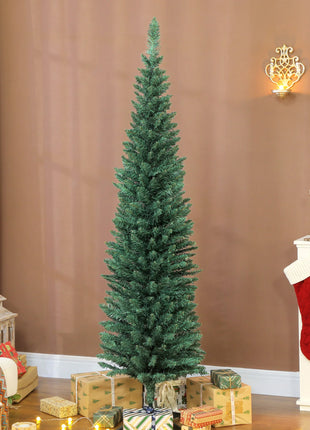 Albero di Natale stretto con rami Supporto in metallo facile da montare per interni verdi