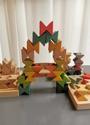 Giocattoli Montessori che costruiscono blocchi di farfalle impilabili in legno per giochi educativi per bambini - riparo82