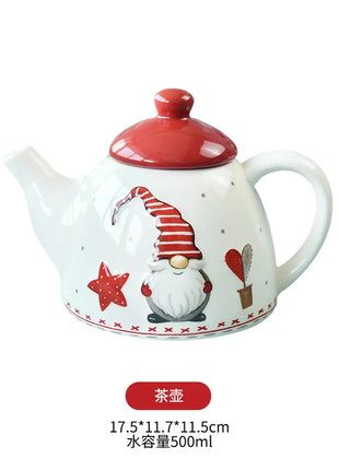 Set di posate in ceramica di babbo natale creativo nordico piatto per la cena in ceramica piatto per snack tazza per teiera per la casa barattolo sigillato regalo di natale - riparo82