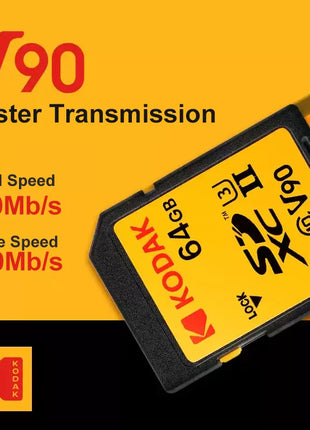 Scheda SD Kodak V90/V60/V30 Scheda di memoria per fotocamera professionale Velocità di lettura fino a 280 MB/s 128 GB 256 GB 512 GB SDXC UHS II Supporto 4K 8K