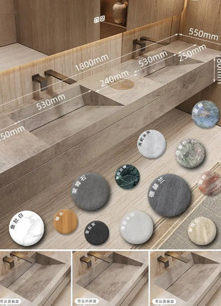 Set da toeletta in pietra senza cuciture, mobiletto da bagno con lavabo monopezzo, lavabo singolo e doppio, resistente alle macchie e durevole, personalizzabile