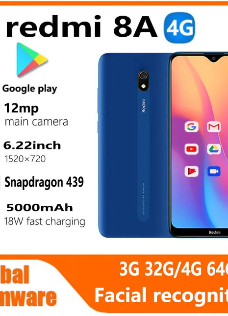 Xiaomi Redmi 8A smartphone 4G 64G Global firmware 5000mAh 6.22inch Snapdargon 439 12MP 18W Facial recognition used phone - Riparo82