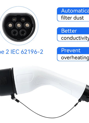 IPENGEN Type 2 EVs Female EV Charger Plug 1 Phase 16A IEC 62196-2 EV Charger Connector for Electric Vehicle Connect to EV - Riparo82