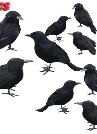 6PCS Black Feather Crow Halloween Props Mock Crow Spooky Feather Decoration Props Halloween Party Scary Animal Horror Props - Riparo82