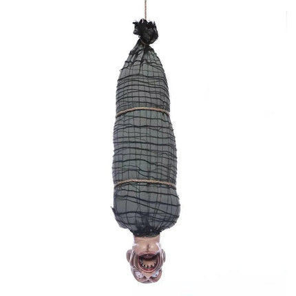 2.46 Ft Halloween Hanging Animated Corpse With LED Light Up Eyes Talking & Shaking Scary Ghost Sound Effect For Halloween Decor
