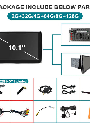 2 din Android 14 10.1 inch Universal Car Radio Stereo Rotate Touch Screen Wireless Carplay android auto GPS WIFI 4GLTE autoradio - Riparo82
