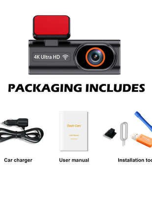 Ultra HD 4K Car Front Dash Cam Mini WIFI DVR Black Box Room With 24H Parking Monitor Night Vision,GPS/Rear View Camera Optional - Riparo82