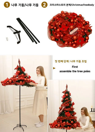 1.5M-2.25M Albero di Natale Allungabile PVC Floccato Albero di Natale Premium Denso Pino Artificiale Salvaspazio Pieghevole Ornamenti natalizi