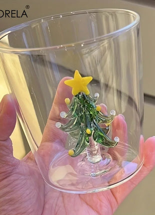 KEMORELA 1/2/4PCS Albero di Natale Tazza di Caffè in Vetro Succo di Vetro Tazza di Latte Adatto come Regalo di Natale Decorazione del Tavolo da pranzo Tazza - riparo82