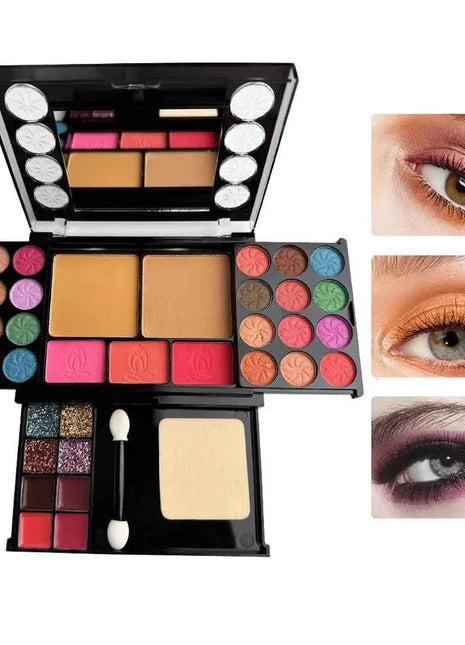 37 Colors Makeup Palette Kit Mini Travel Size Eyeshadow Blush Pressed Powder Lipstick Set Korean Cosmetics Women Waterproof