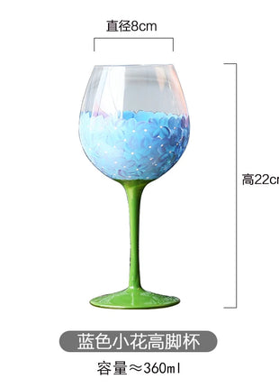 Calice da vino rosso in cristallo Bicchieri colorati Bicchiere da vino Bicchiere da whisky in vetro dipinto a mano artificiale Regalo di Natale - riparo82