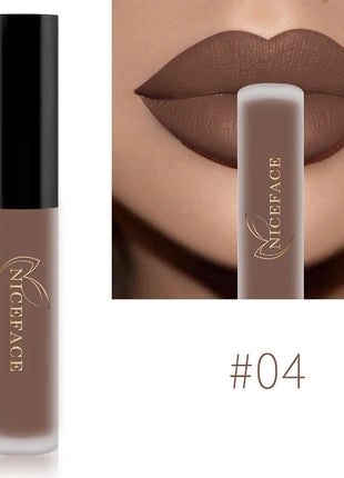 NICEFACE Nude Liquid Lipstick Ultra Matte Velvet Long Lasting Women Beauty Red Nonstick Cup Waterproof Lip Gloss Lips Cosmetics - Riparo82