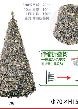 1.5/1.8/2.1M Pieghevole Albero Di Natale Atmosfera Domestica Decorazioni Di Natale Con PVC Floccato Centro Commerciale Ornamento Regali di Capodanno