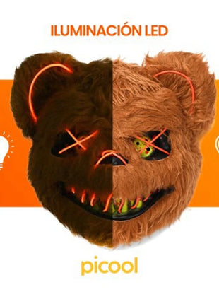 NEW LED  Light Halloween Cosplay Face Mask Party Show Stage Make-up Horror Bloody Rabbit Bear Mask Cartoon Carnival  Head Cover - Riparo82