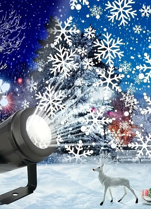 Grandi luci per proiettori con fiocchi di neve Decorazioni natalizie a LED Lampada da palco rotante 2025 Decorazione natalizia per feste di Capodanno
