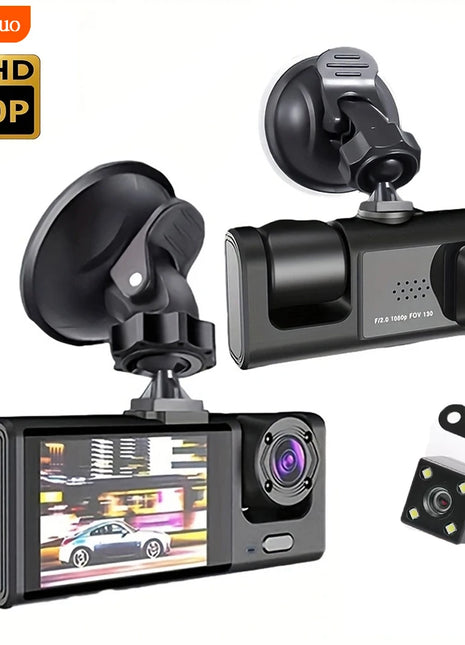 Dash Cam W/ IR Night Vision Loop Recording & 2" IPS Screen 1080P 3 Camera ， DVR recorder, video recorder, Vehicle DVR - Riparo82