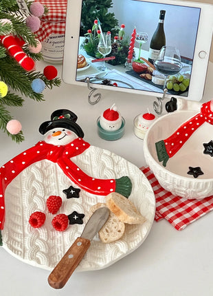 Piatto pupazzo di neve di Natale, piatto da dessert in ceramica, regalo di Natale, piatto creativo e carino - riparo82
