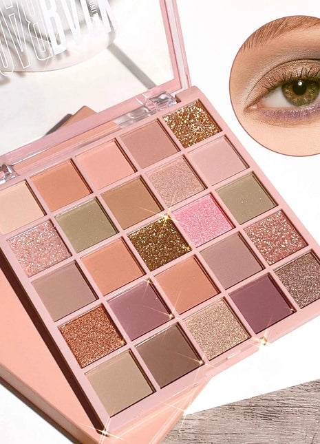 25 Color Eyeshadow Palette, Multi-Color Pearlescent Matte Glitter, Brown Rose Red Eyeshadow Palette, Everyday Makeup Eyeshadow