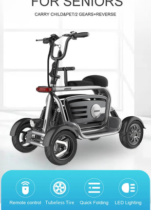 4 Wheels Dual Motor Electric Scooter Adults 800W 48V 4 Wheel Drive Mobility Scooter With Large Storage Basket 2 Seat For Women - Riparo82