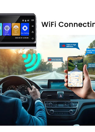 Dash Cam 4K Front and 2.5K Rear Dual Camera GPS WiFi with IMX415 Night Vision 3" Screen APP Control 24H Parking Monitor Tracking - Riparo82