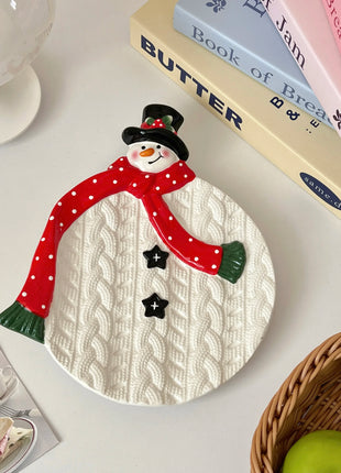 Piatto pupazzo di neve di Natale, piatto da dessert in ceramica, regalo di Natale, piatto creativo e carino - riparo82