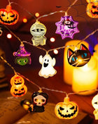 1PC Halloween 10 LED Battery Powered String Lights With Ghost Witch Cat Pumpkin Spider Web Skeleton Mummy Pirate Shape Indoor - Riparo82