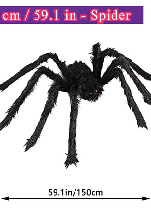 200cm Halloween Spiders Outdoor Decoration Halloween Plush Spiders Giant Spider for Indoor Outdoor Garden Party Decoration - Riparo82