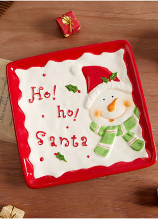 Piatto in ceramica di Babbo Natale dipinto a mano Vassoio decorativo regalo di Natale Piatto da dessert festivo Piatto da portata per biscotti carino - riparo82