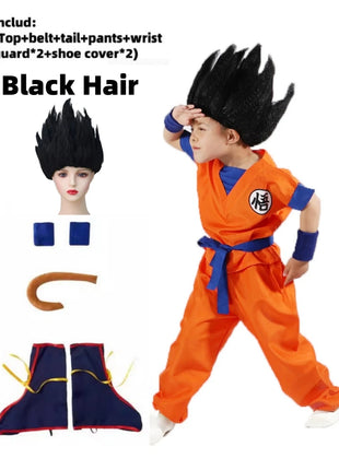 Ragazzi Ragazze Halloween Son Goku Costumi Cosplay Per I Bambini Vestito Tuta Da Uomo Krillin Vestiti Da Formazione Saiyan Abiti Parrucca Vestire