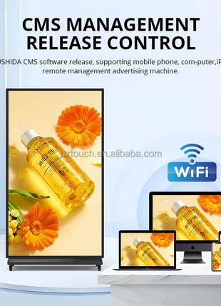 Hushida 75 85 Inch 2K 4K Full HD Wifi Media Lcd Advertising M onitor Touch Screen 43 49 55 Inch Floor Standing Digital Signage - Riparo82