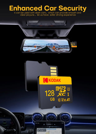 Scheda di memoria KODAK Micro SD 256G FINO a 100 MB/s C10 U3 32G 64G 128G Scheda TF 4K HD per adattatore lettore di schede USB Microsd per fotocamera