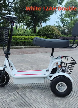 Foldable Electric Tricycle Scooter For 2 Person Elderly Adults Women Mini 3 Wheel Mobility Scooter For Adults Electric - Riparo82