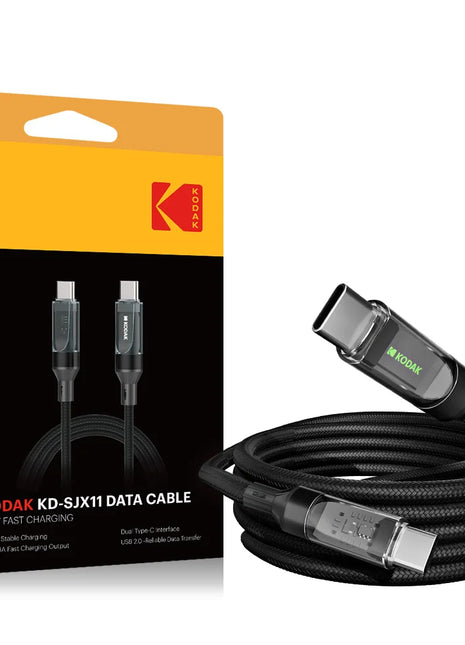 Kodak 60W PD nylon trasparente con cavo dati di tipo C a ricarica rapida leggero Cavo di ricarica rapida Apple Samsung Xiaomi